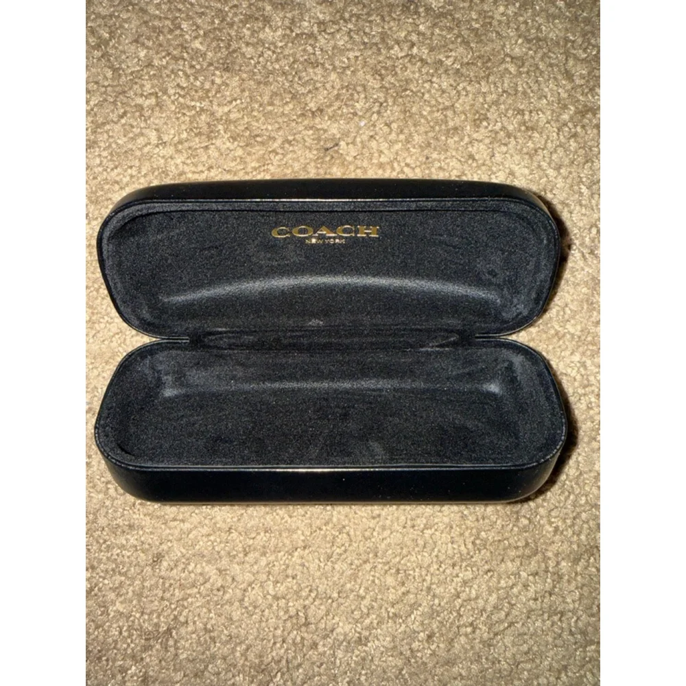 Women's Coach Black Gold Logo Glasses Case One Size